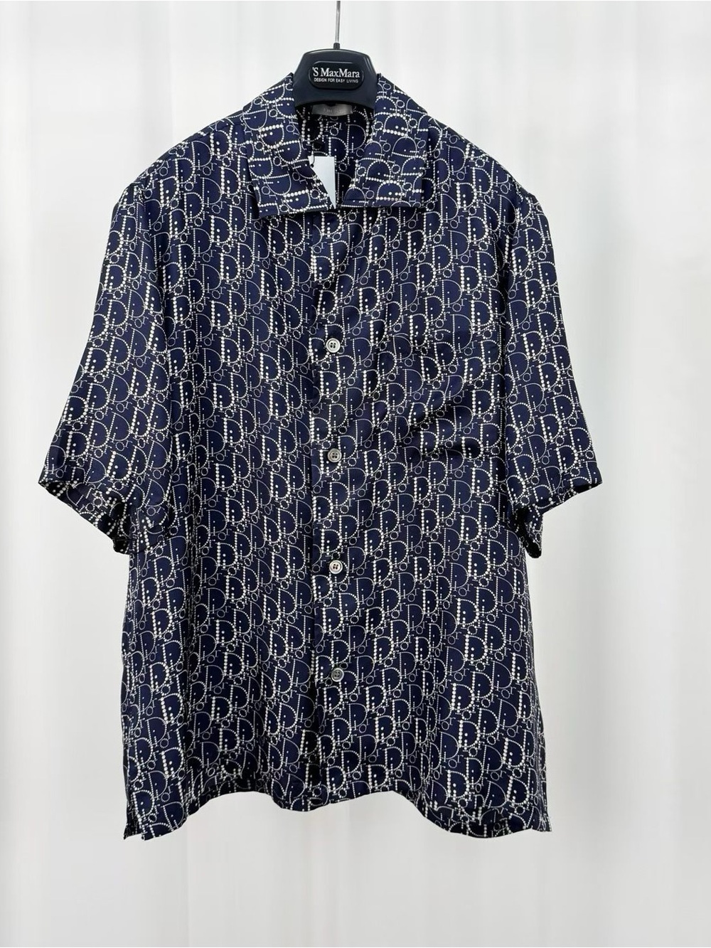 Dior Navy & White Monogram Short Sleeve Button-Up Shirt